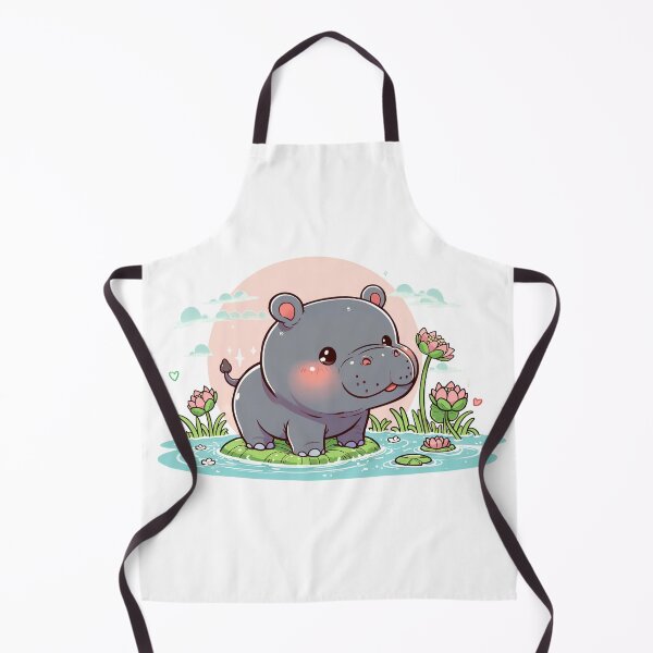 Item preview, A chubby little hippo stands on a giant lotus leaf designed and sold by ChouWorkDesign.