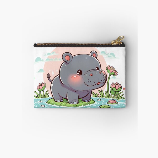 Item preview, A chubby little hippo stands on a giant lotus leaf designed and sold by ChouWorkDesign.