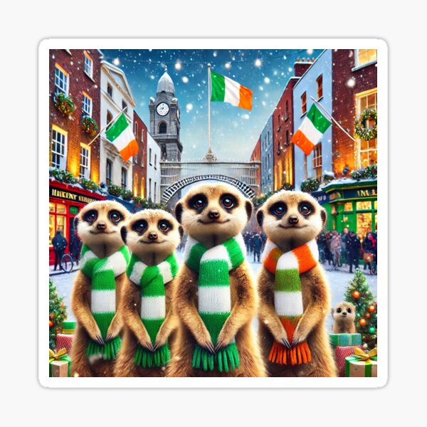 Item preview, Meerkats Celebrate Dublin’s Christmas Charm in Style! designed and sold by themeerkatman.
