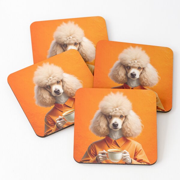 Item preview, Poodle Latte coffee fan collection designed and sold by AhArtMe.