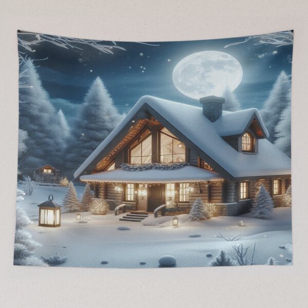 Item preview, cozy holiday feel Winter landscape with house and snow,RBCozyHolidays,CozyHolidays designed and sold by Expressions-Sel.