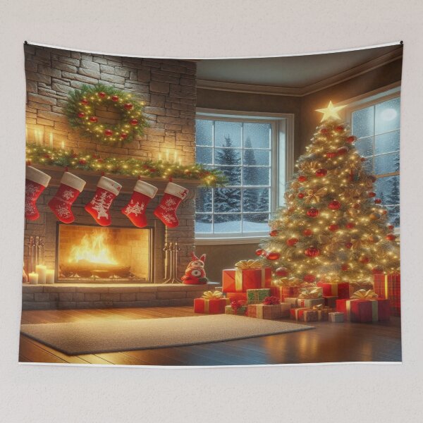 Item preview, cozy holiday feel Christmas tree with fireplace,RBCozyHolidays,CozyHolidays designed and sold by Expressions-Sel.