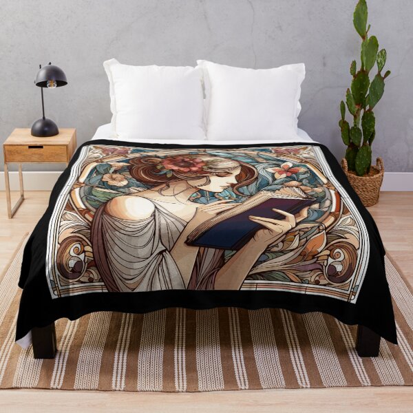 Item preview, Art Nouveau Woman Book Books Reading Gift designed and sold by Pineapple-Tree.