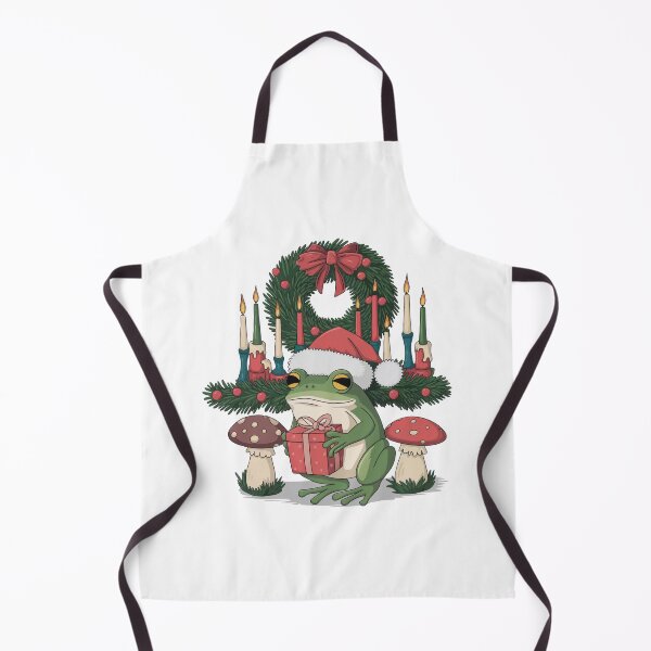 Item preview, Cottagecore Aesthetic Frog Between Mushrooms Wearing Christmas Hat  designed and sold by thespecialtyhub.