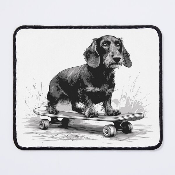 Item preview, Wire-haired dachshund on a skateboard designed and sold by dackelfieber.