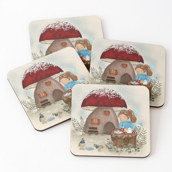 Item preview, Picture Winter tea at the fairy with porcini mushroom and birds designed and sold by Brittaelling.