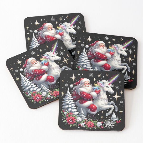Item preview, Santa Riding Unicorn with Rainbow Horn Christmas Magic designed and sold by Nalin-Design.