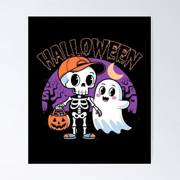 Item preview, Halloween night with cute skeleton designed and sold by Tee Studio.