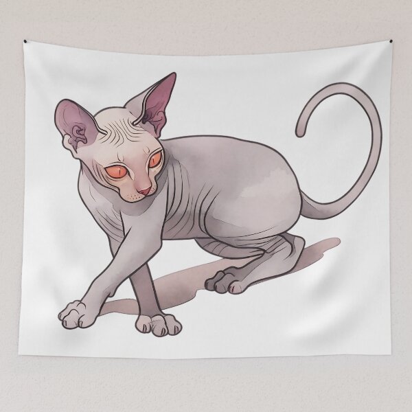 Item preview, Una ilustración de gato Sphynx en acuarela captura maravillosamente la elegancia única designed and sold by kojinho.
