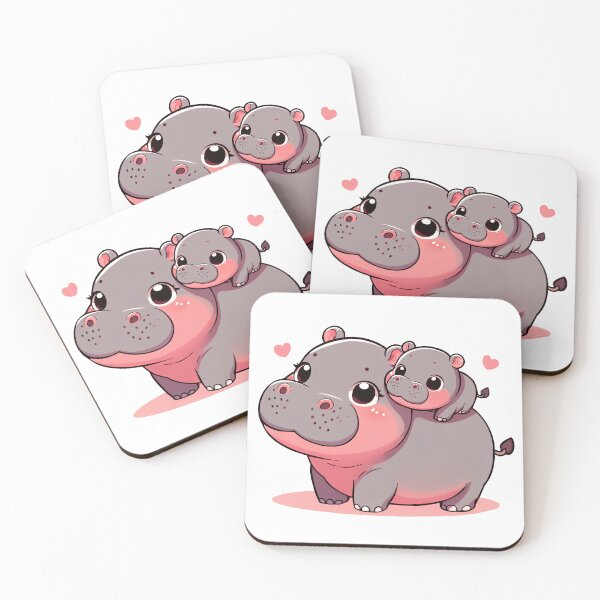 Item preview, Baby hippo rides on its mother's back designed and sold by ChouWorkDesign.