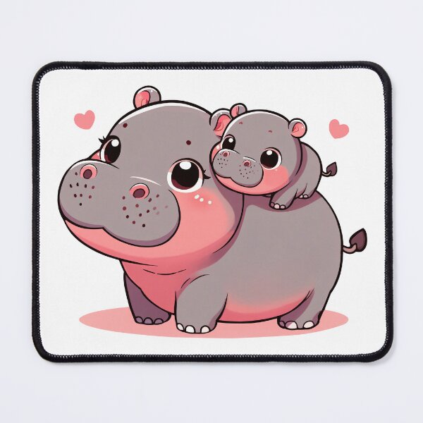 Item preview, Baby hippo rides on its mother's back designed and sold by ChouWorkDesign.