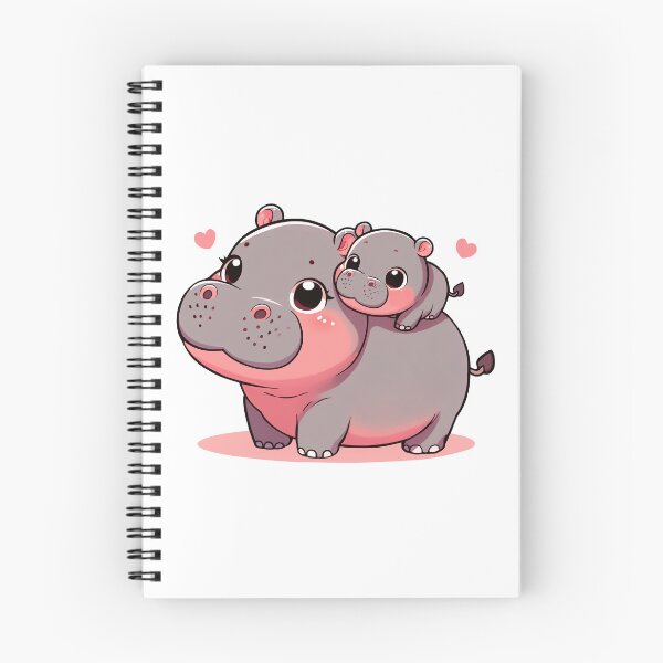 Item preview, Baby hippo rides on its mother's back designed and sold by ChouWorkDesign.
