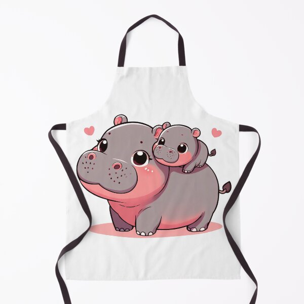 Item preview, Baby hippo rides on its mother's back designed and sold by ChouWorkDesign.