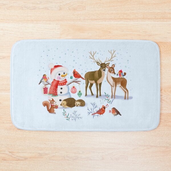 Item preview, snowman with forest animals, Christmas, winter landscape designed and sold by Sandra Brezina.
