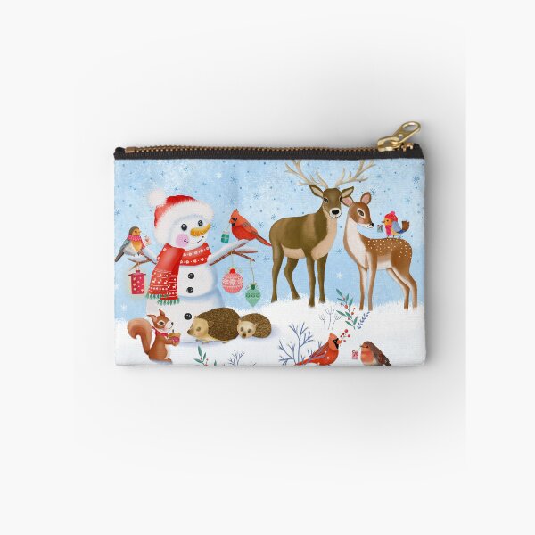 Item preview, snowman with forest animals, Christmas, winter landscape designed and sold by Sandra Brezina.