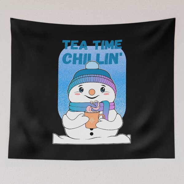 Item preview, Tea Time Chillin' | Cozy Kawaii Snowman designed and sold by ObsidianDaz.