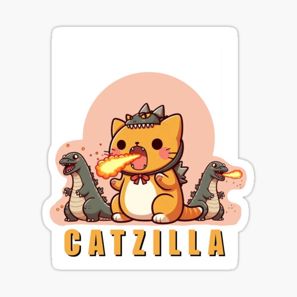Item preview, Catzilla | Cute Catzilla feat mini kaiju sticker designed and sold by DebaucheryTP.