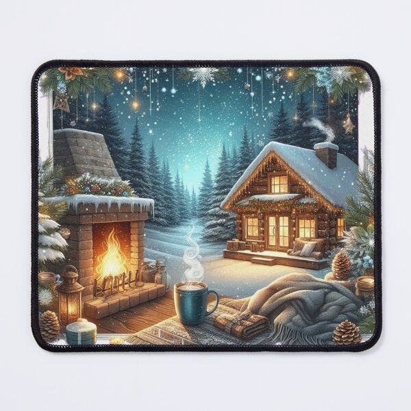 Item preview, cozy holiday feel Cozy Christmas house and fireplace ,RBCozyHolidays,CozyHolidays designed and sold by Expressions-Sel.