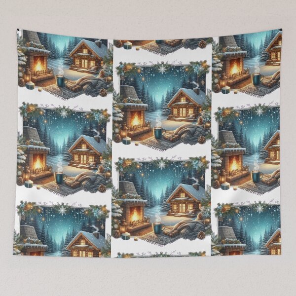 Item preview, cozy holiday feel Cozy Christmas house and fireplace ,RBCozyHolidays,CozyHolidays designed and sold by Expressions-Sel.