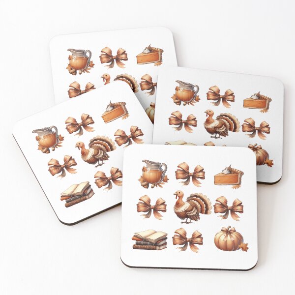 Item preview, Coquette orange Thanksgiving cute bow ribbon with turkey pumpkin and cheesecake  designed and sold by cocomelon168.