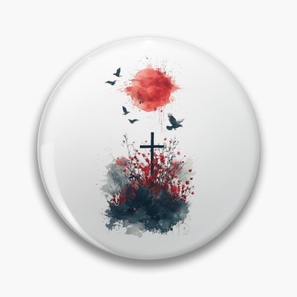Item preview, "Gothic Cross Ravens Watercolour Art Print - Dark Aesthetic Wall Decor, Japanese Style Ink Painting" designed and sold by Ice Diamond Designs.