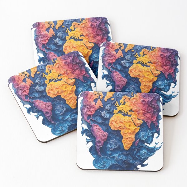 Item preview, Abstract World Map with Vibrant Textured Swirls designed and sold by Guesso.