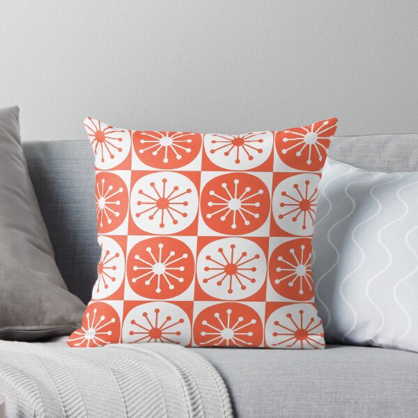 Item preview, Mid Century Modern Atomic Dots Retro Orange Checkered Pattern designed and sold by kierkegaard.