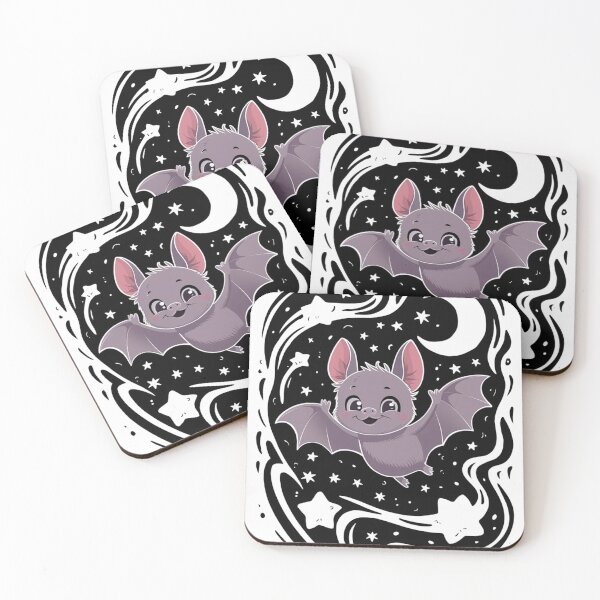Item preview, a cute bat flying through the night sky designed and sold by khufra1.