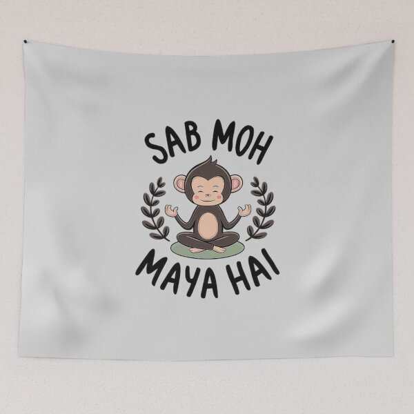 Item preview, Cute Monkey Meditation - Sab Moh Maya Hai Yoga Design designed and sold by love3617.