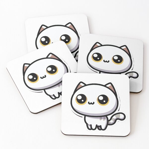 Item preview, Playful Cartoon Kitten with Yellow Eyes and Striped Whitish Fur designed and sold by Stickers-4-Fun.
