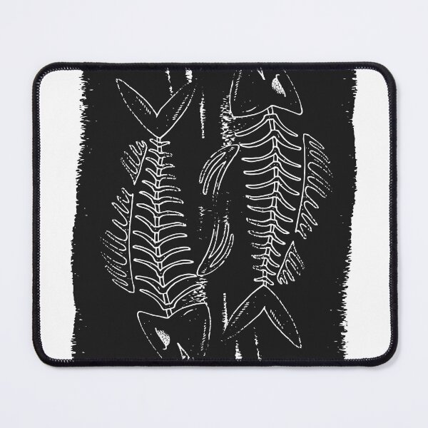 Item preview, Evil Fish Bones Outline | White on Dark Black Backdrop designed and sold by TurtleDojo.