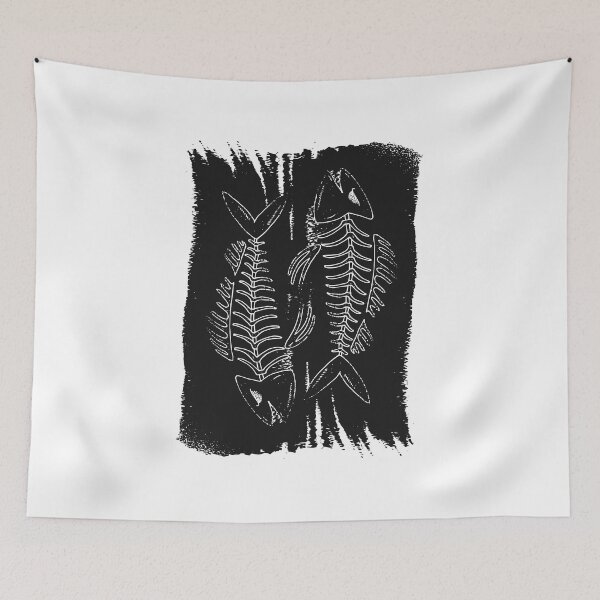 Item preview, Evil Fish Bones Outline | White on Dark Black Backdrop designed and sold by TurtleDojo.