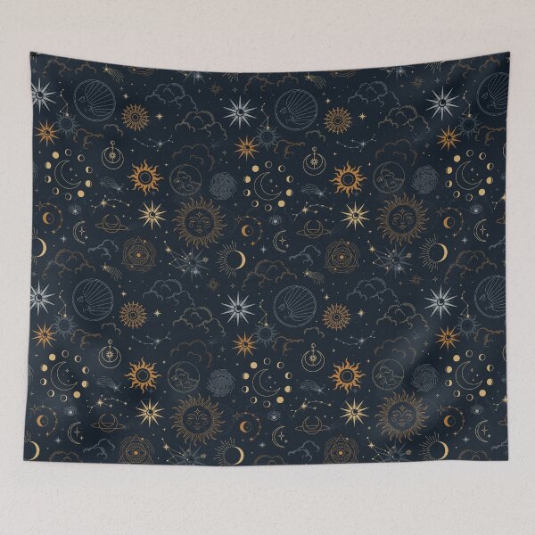 Item preview, Dark Celestial Pattern with Sun and Moon, Witchy Aesthetic designed and sold by JuliaPop.