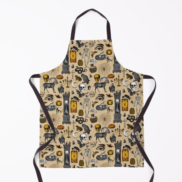Item preview, Halloween pattern with skulls, crows, bats and goats on beige designed and sold by JuliaPop.