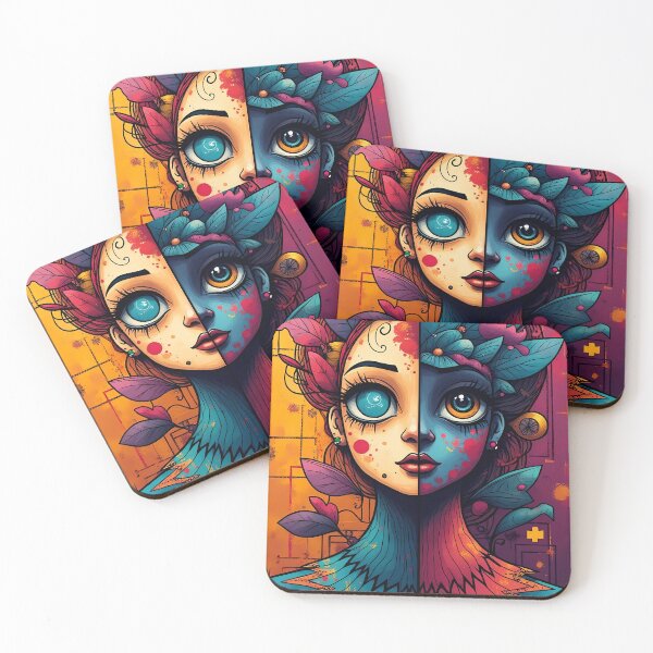 Item preview, Duality of Nature: Surreal Portrait in Vibrant Colors designed and sold by marvinismyname.
