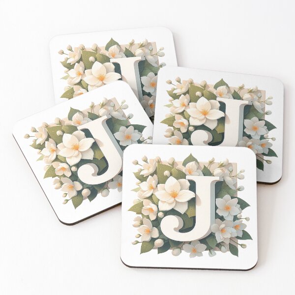 Item preview, Minimalistic floral letter J designed and sold by Silbays.