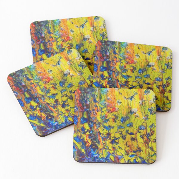 Item preview, Abstract Flower Garden in Yellow and Blue designed and sold by Karen Simon.