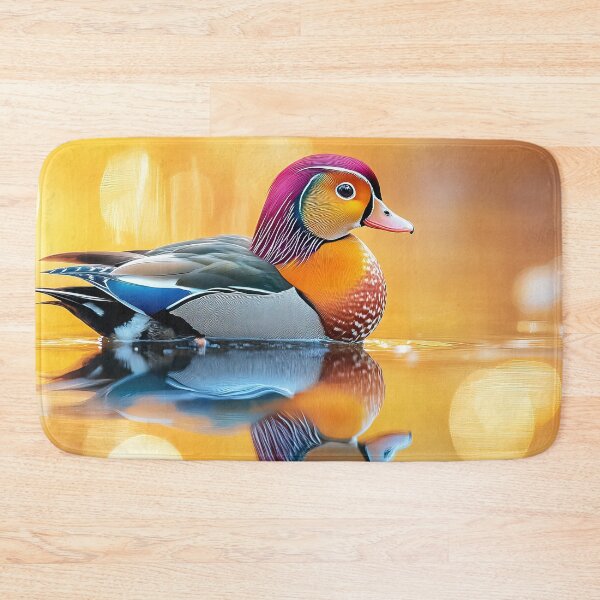 Item preview, Mandarin duck floating on lake at sunset - Nature photo designed and sold by TheArtistOf2022.