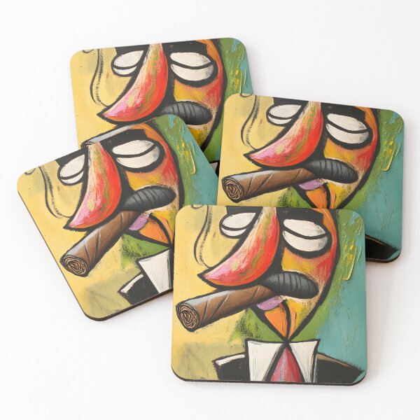 Item preview, Exaggerated Cartoon Figure Smoking a Large Cigar Wearing a Suit and Hat Generative AI designed and sold by OlfactoART Studio.