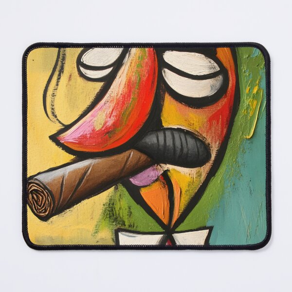 Item preview, Exaggerated Cartoon Figure Smoking a Large Cigar Wearing a Suit and Hat Generative AI designed and sold by OlfactoART Studio.