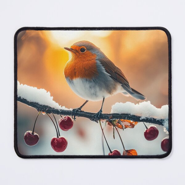 Item preview, Robin in snow at sunrise - Nature photo designed and sold by TheArtistOf2022.