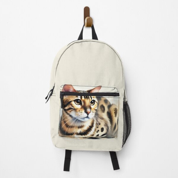 Item preview, Wise Gaze: Bengal Cat in Watercolor Majesty, Unique designed and sold by villacreativa.