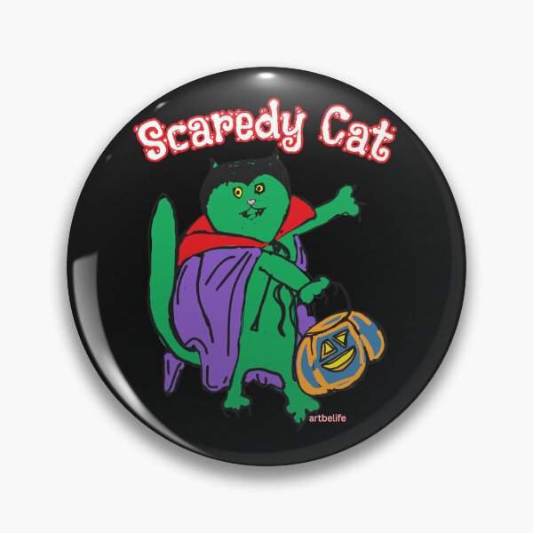 Item preview, Scaredy Vampire Green Cat designed and sold by ArtBeLife.