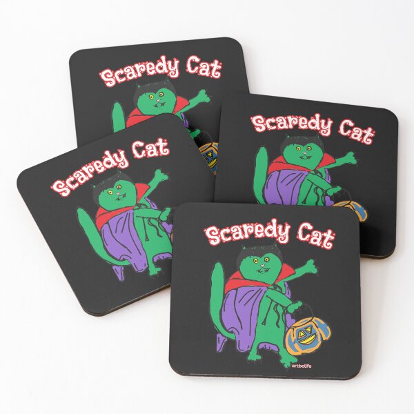 Item preview, Scaredy Vampire Green Cat designed and sold by ArtBeLife.