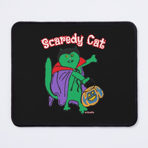 Item preview, Scaredy Vampire Green Cat designed and sold by ArtBeLife.