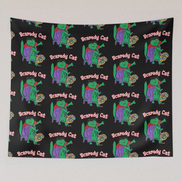 Item preview, Scaredy Vampire Green Cat designed and sold by ArtBeLife.