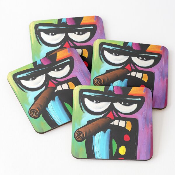 Item preview, Colorful Abstract Character with a Large Cigar, Mustache and Top Hat AI Generated Comic Art designed and sold by OlfactoART Studio.