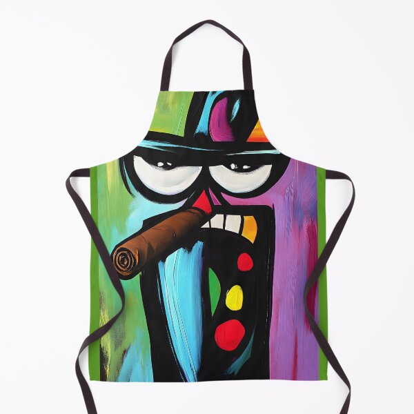 Item preview, Colorful Abstract Character with a Large Cigar, Mustache and Top Hat AI Generated Comic Art designed and sold by OlfactoART Studio.