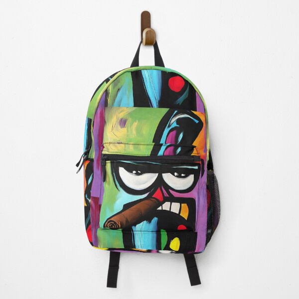 Item preview, Colorful Abstract Character with a Large Cigar, Mustache and Top Hat AI Generated Comic Art designed and sold by OlfactoART Studio.