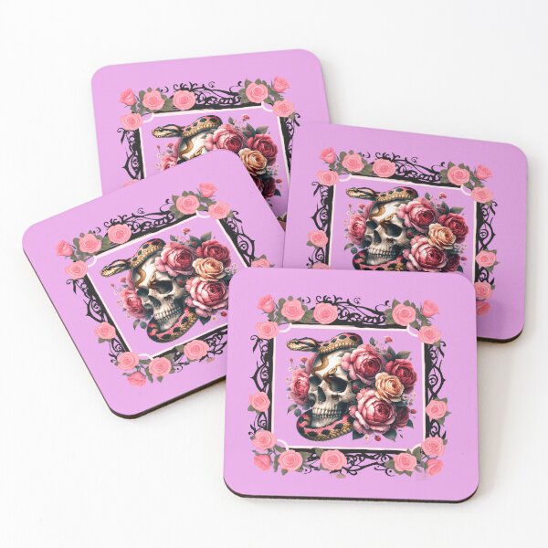 Item preview, Black floral design.Pik roses, snake and skull. designed and sold by JAGA-ALIME.
